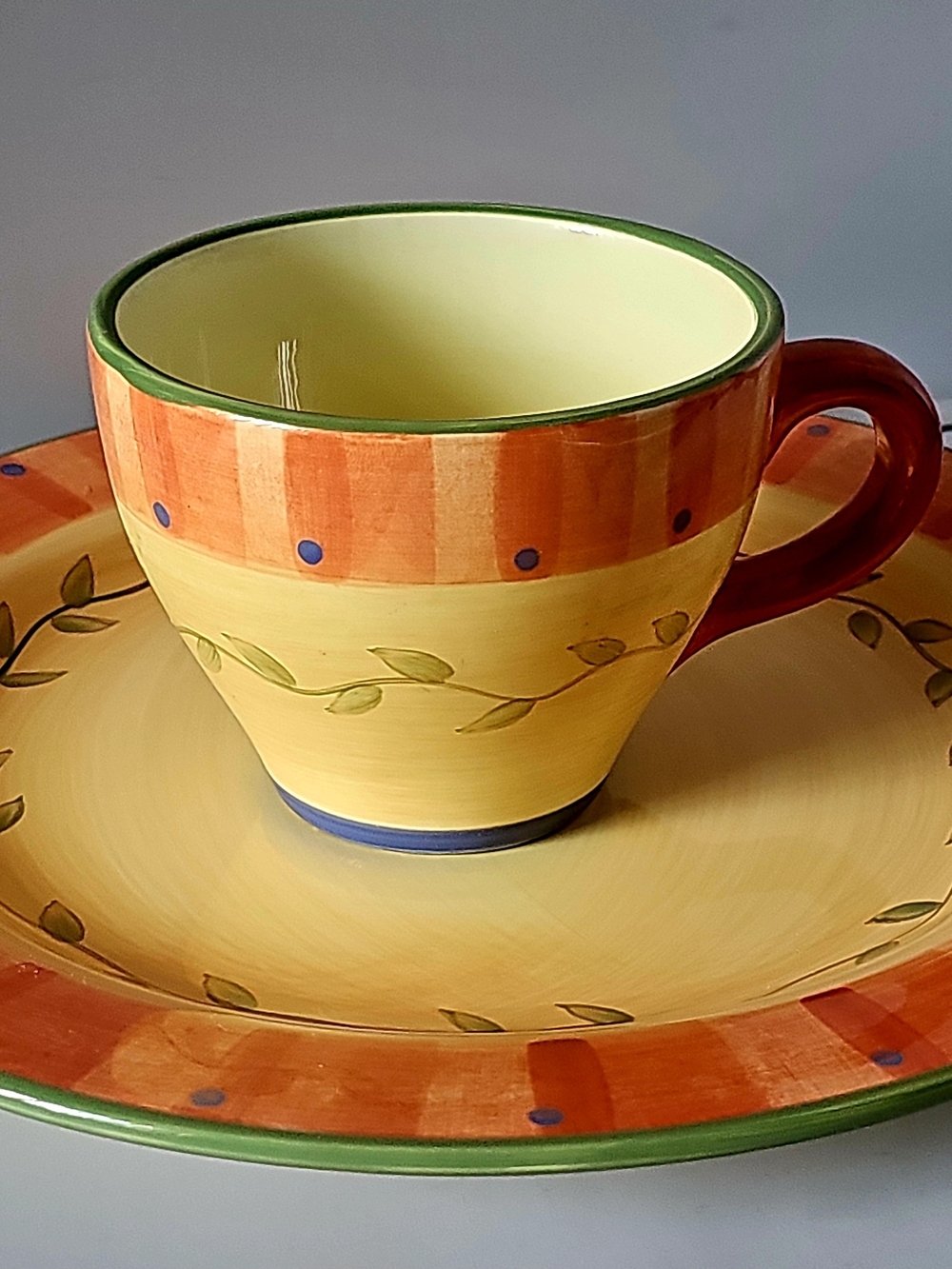 Set Napoli Hand-Painted Ceramic Soup Mug And Large Round Plate